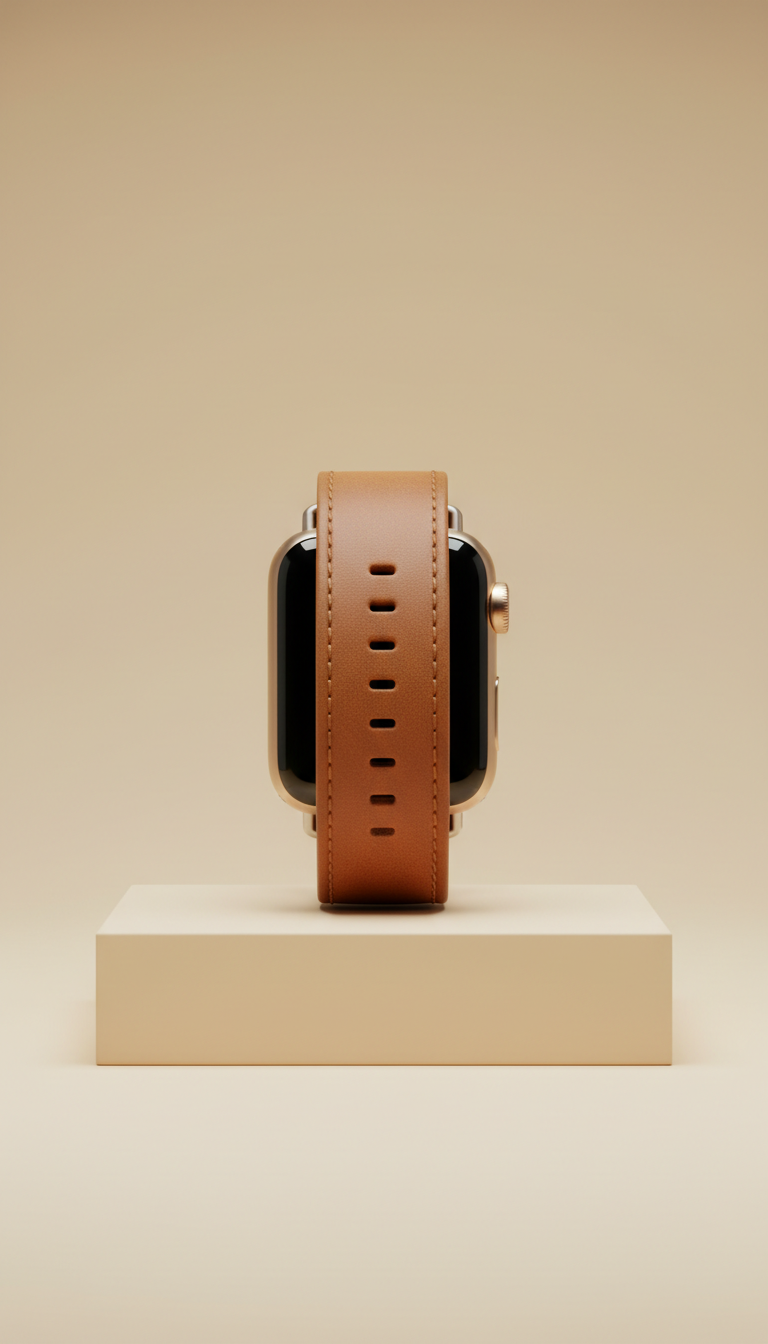 Cognac full-grain leather Apple watch strap