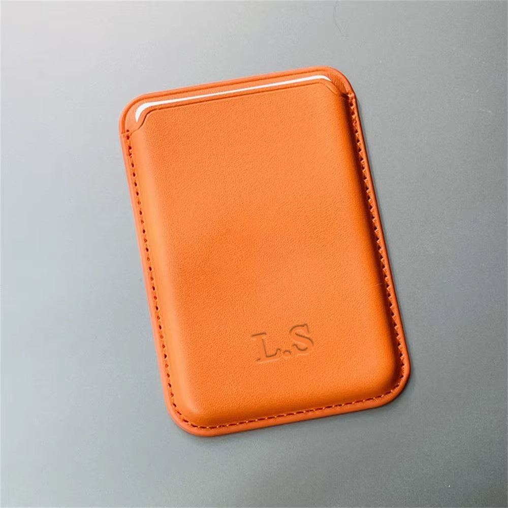 Personalize Name for Magsafe Magnetic Leather Card Clip for Iphone 14 Pro Max 13 12 Pro Mini Wallet Card Holder Bag Phone Case