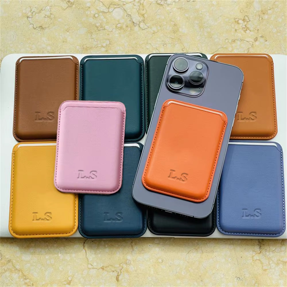 Personalize Name for Magsafe Magnetic Leather Card Clip for Iphone 14 Pro Max 13 12 Pro Mini Wallet Card Holder Bag Phone Case