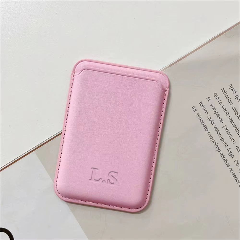 Personalize Name for Magsafe Magnetic Leather Card Clip for Iphone 14 Pro Max 13 12 Pro Mini Wallet Card Holder Bag Phone Case