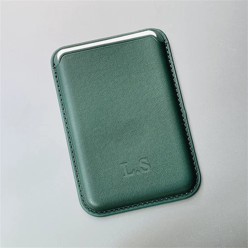 Personalize Name for Magsafe Magnetic Leather Card Clip for Iphone 14 Pro Max 13 12 Pro Mini Wallet Card Holder Bag Phone Case