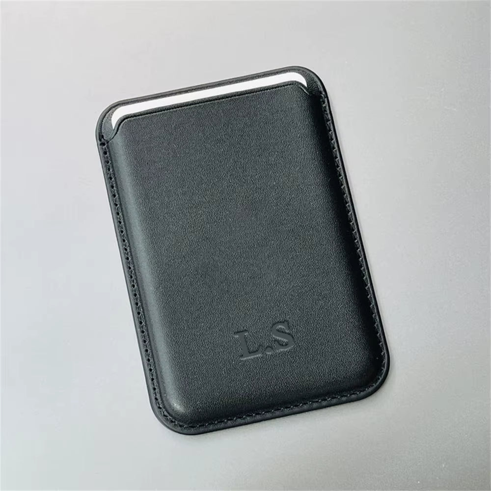 Personalize Name for Magsafe Magnetic Leather Card Clip for Iphone 14 Pro Max 13 12 Pro Mini Wallet Card Holder Bag Phone Case