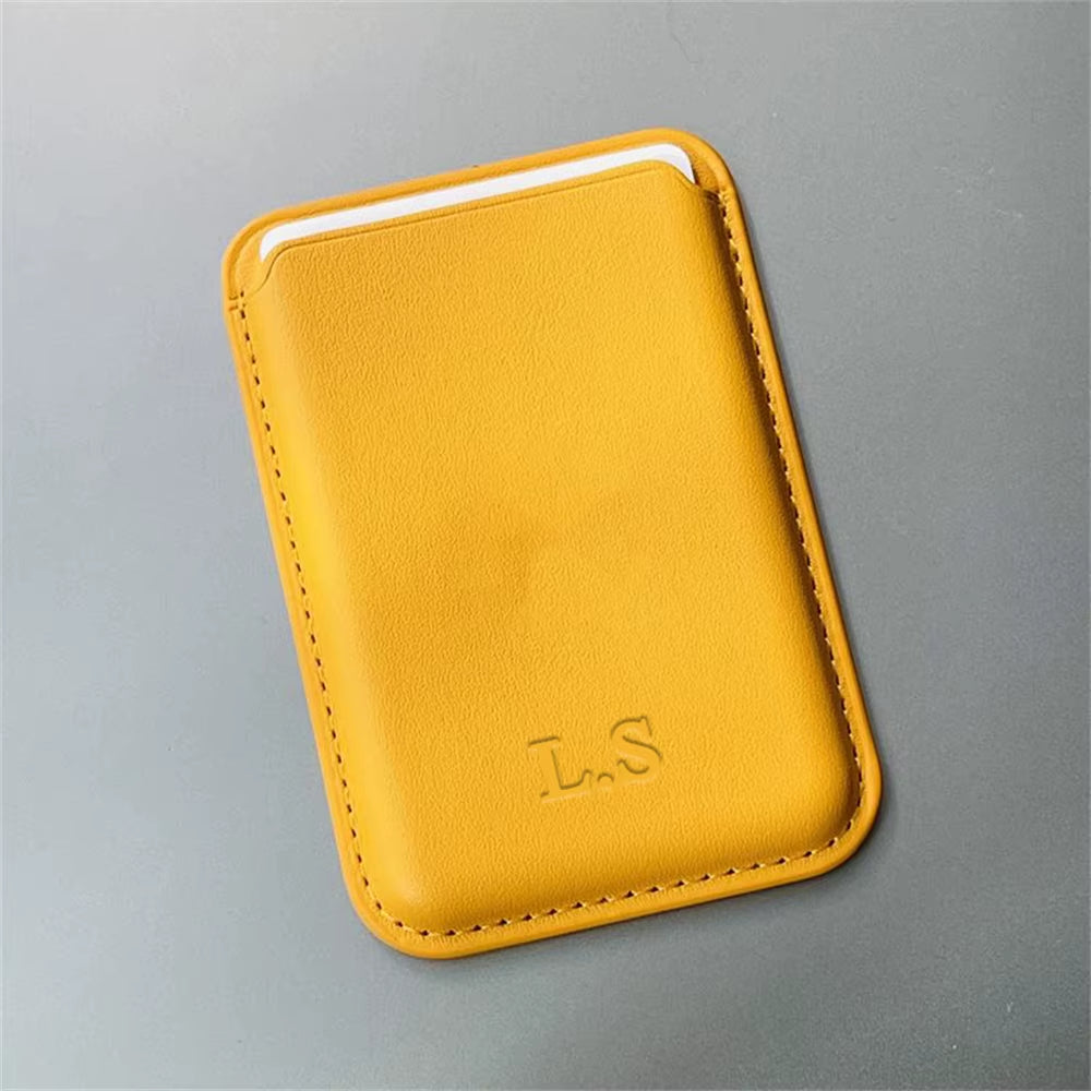 Personalize Name for Magsafe Magnetic Leather Card Clip for Iphone 14 Pro Max 13 12 Pro Mini Wallet Card Holder Bag Phone Case