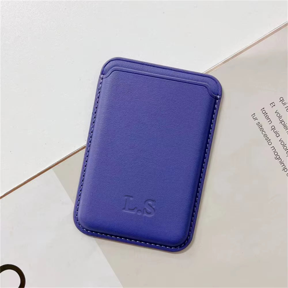 Personalize Name for Magsafe Magnetic Leather Card Clip for Iphone 14 Pro Max 13 12 Pro Mini Wallet Card Holder Bag Phone Case