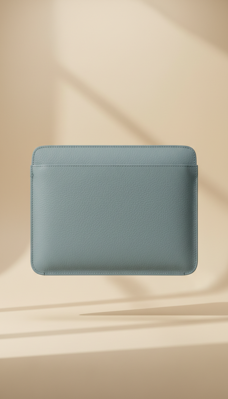 Cool mist Italian leather MacBook sleeve